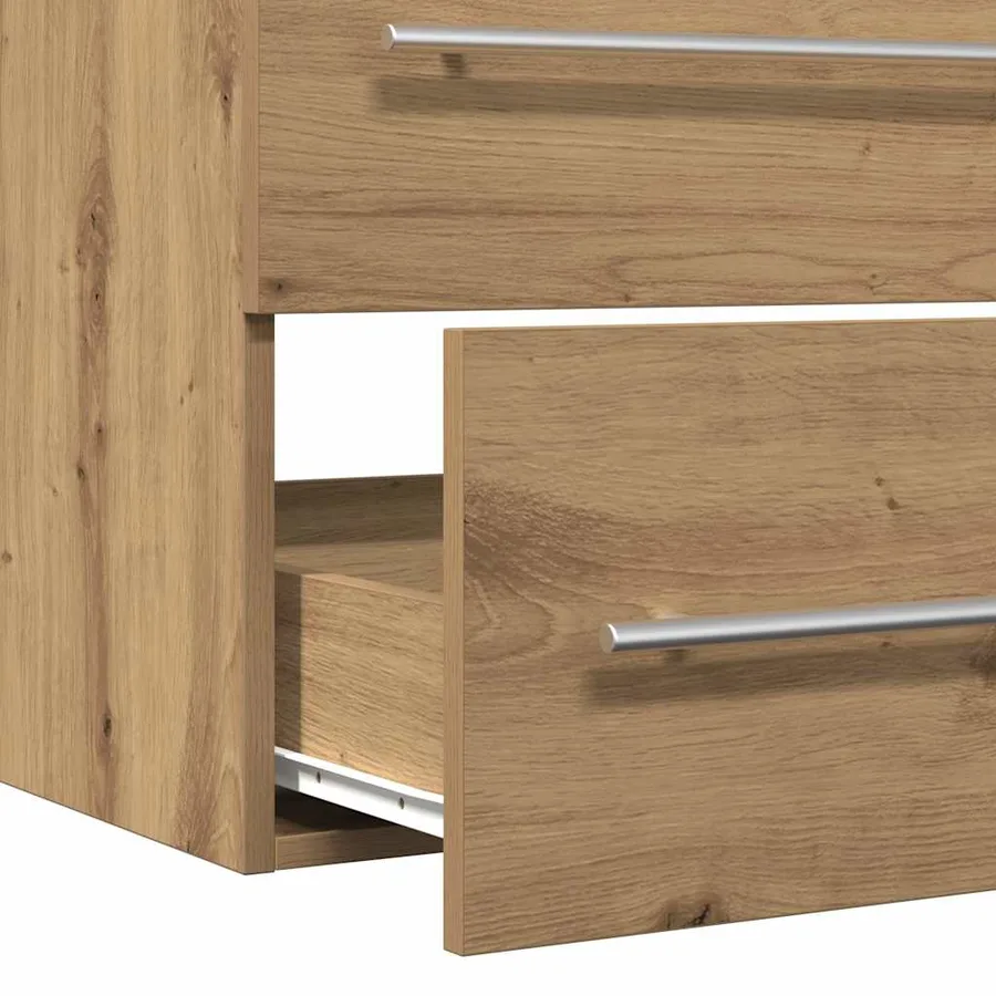 Meuble sous-vasque de salle de bain en chêne massif 100 x 38,5 x 48 cm bois d'ingénierie - 10
