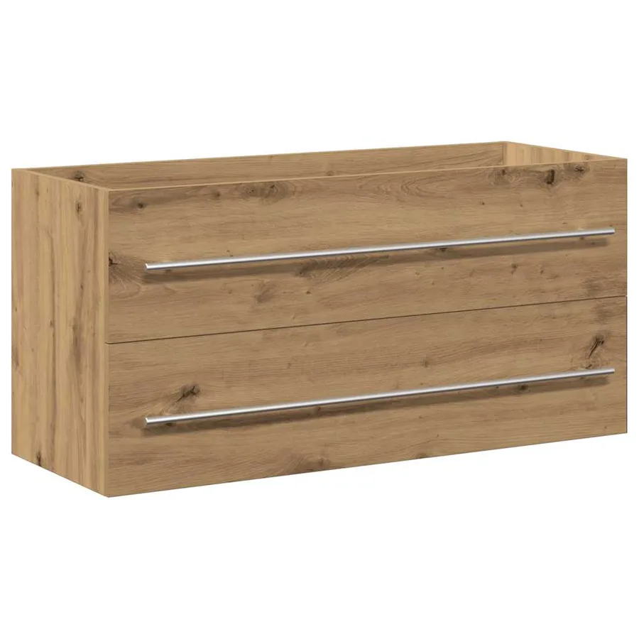 Meuble sous-vasque de salle de bain en chêne massif 100 x 38,5 x 48 cm bois d'ingénierie - 2