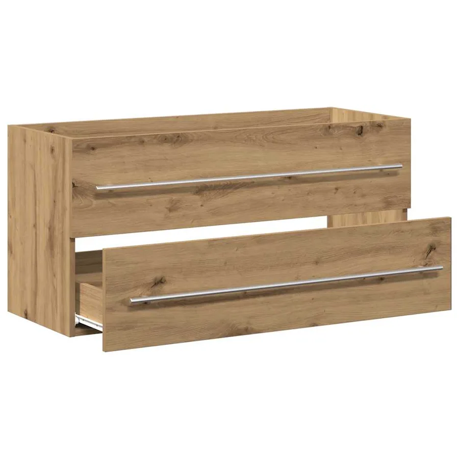 Meuble sous-vasque de salle de bain en chêne massif 100 x 38,5 x 48 cm bois d'ingénierie - 5