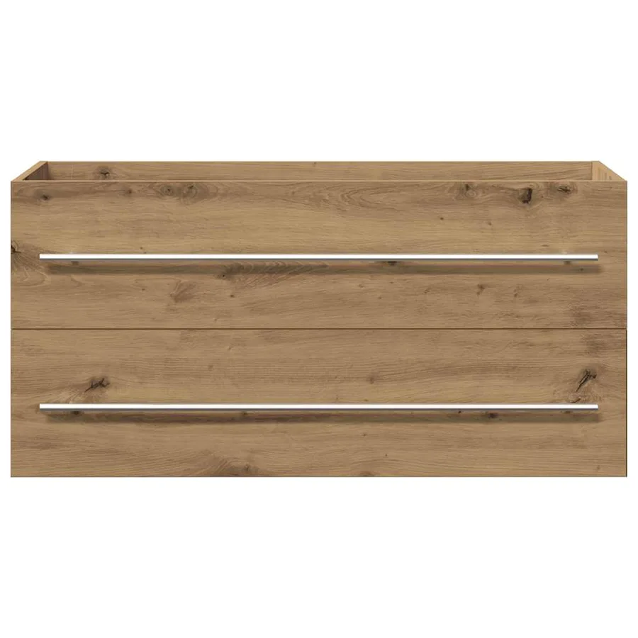 Meuble sous-vasque de salle de bain en chêne massif 100 x 38,5 x 48 cm bois d'ingénierie - 6