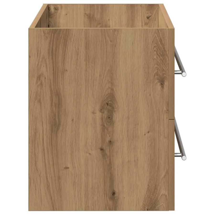 Meuble sous-vasque de salle de bain en chêne massif 100 x 38,5 x 48 cm bois d'ingénierie - 7