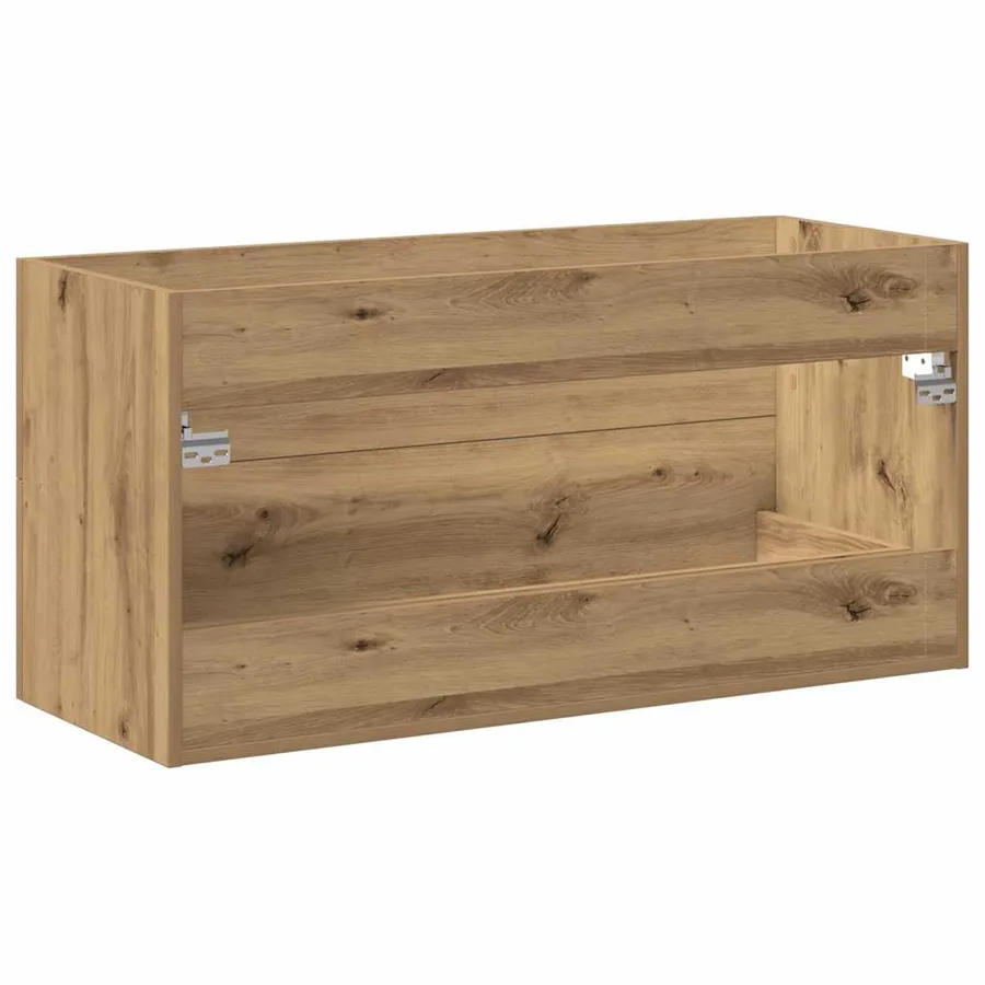 Meuble sous-vasque de salle de bain en chêne massif 100 x 38,5 x 48 cm bois d'ingénierie - 8