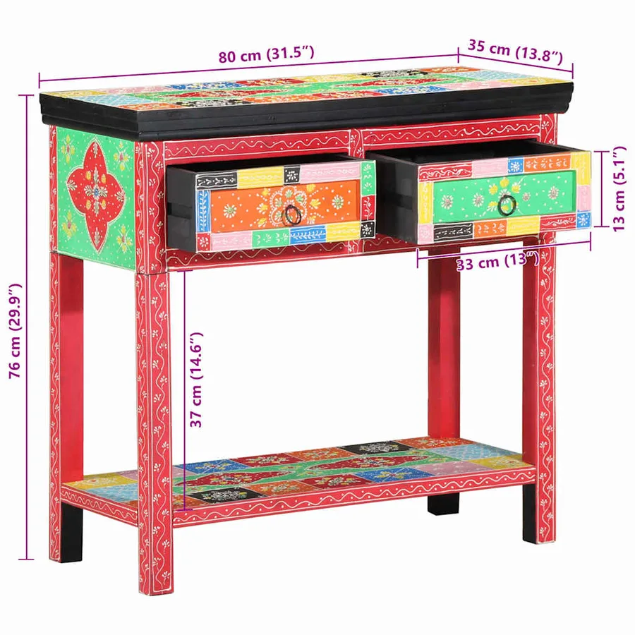 Table console avec tiroir Multicolore 80 x 35 x 76 cm - 11