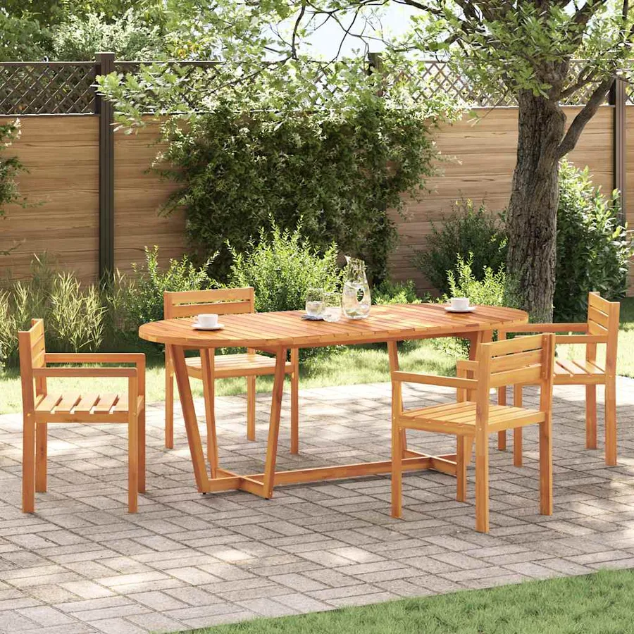 Table de jardin ovale 200x90x75 cm en bois d'acacia massif - 3