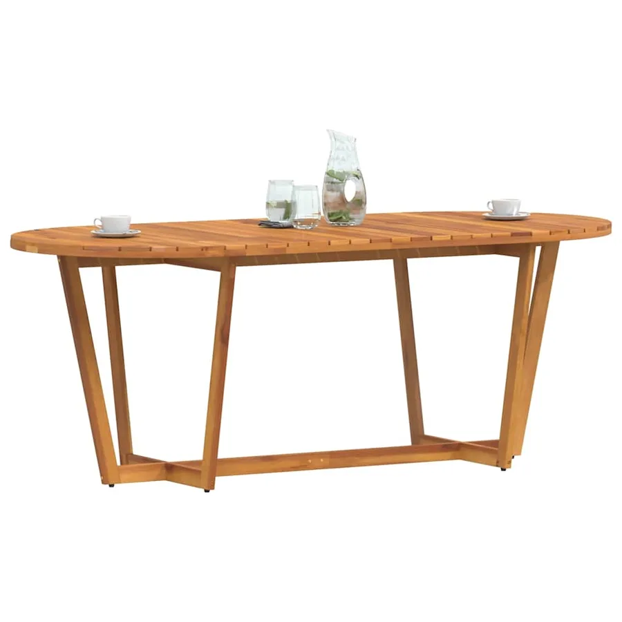 Table de jardin ovale 200x90x75 cm en bois d'acacia massif - 4