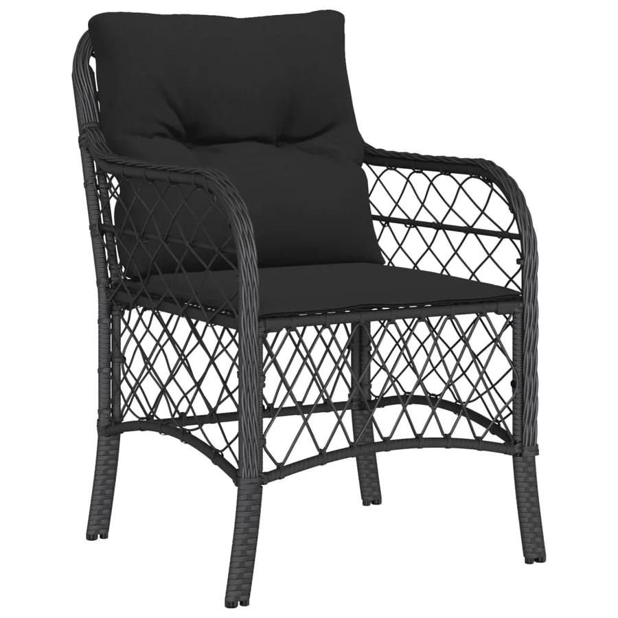 Ensemble à manger de jardin 9pcs coussins noir résine tressée - 3