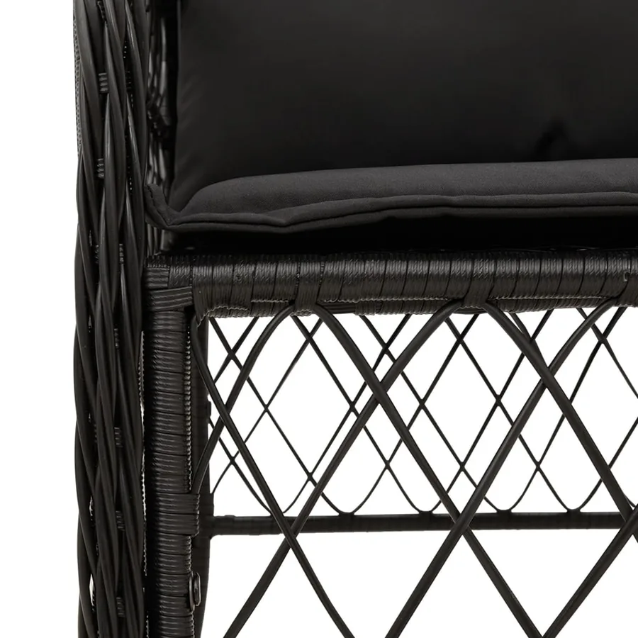 Ensemble à manger de jardin 9pcs coussins noir résine tressée - 5