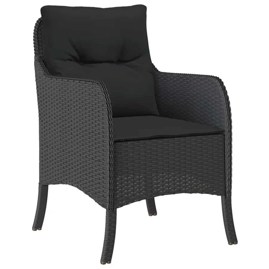 Ensemble à manger de jardin 9pcs coussins noir résine tressée - 3