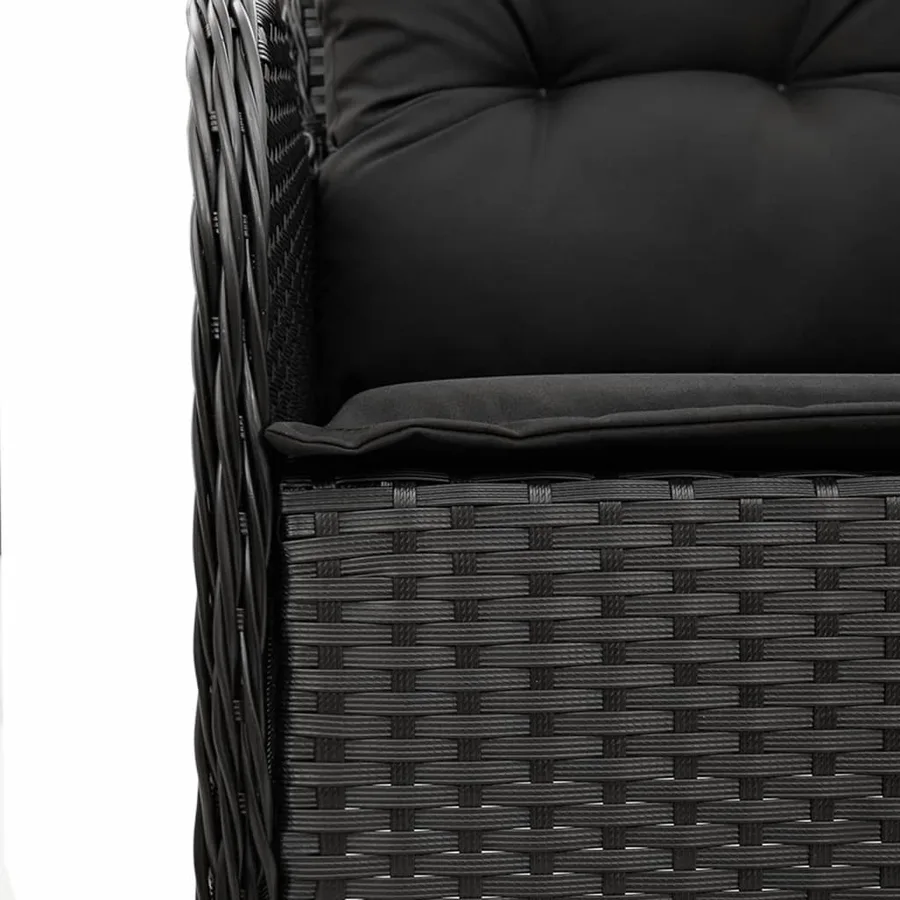 Ensemble à manger de jardin 9pcs coussins noir résine tressée - 5