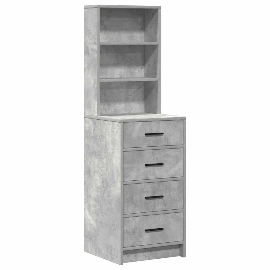 Table de Toilette avec tiroir 3 pcs Gris Bois d'ingénierie - 6