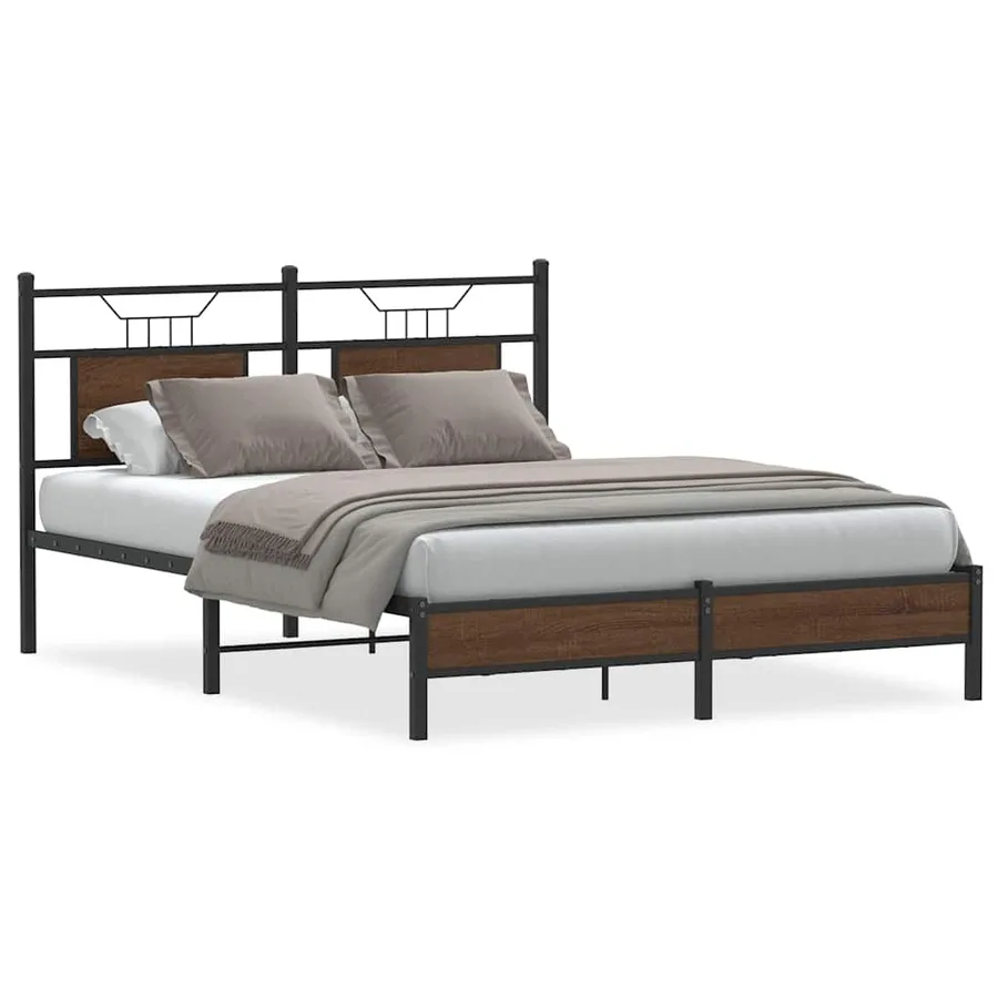 Cadre de lit sans matelas chêne marron 140x190 cm - 2