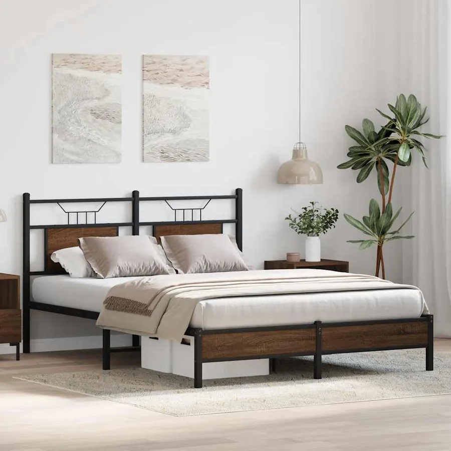 Cadre de lit sans matelas chêne marron 140x190 cm - 4