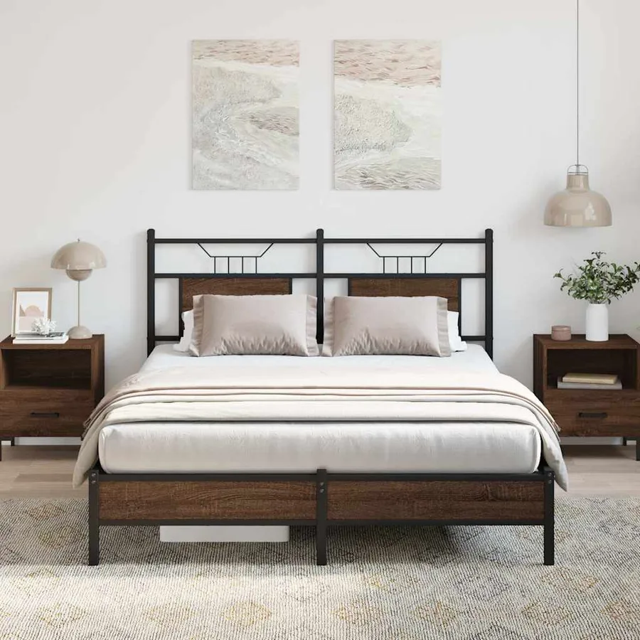 Cadre de lit sans matelas chêne marron 140x190 cm - 5