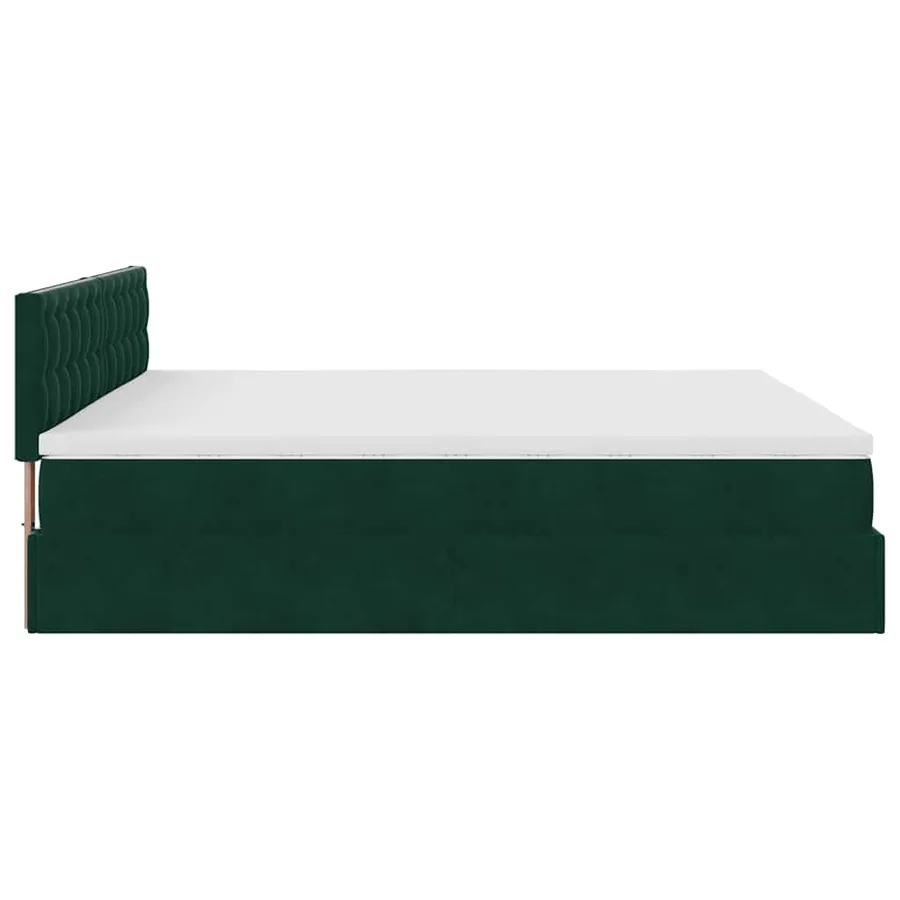 Cadre de lit ottoman avec matelas vert foncé 160x200 cm velours - 11