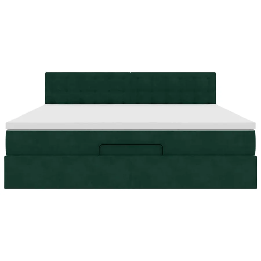 Cadre de lit ottoman avec matelas vert foncé 160x200 cm velours - 8