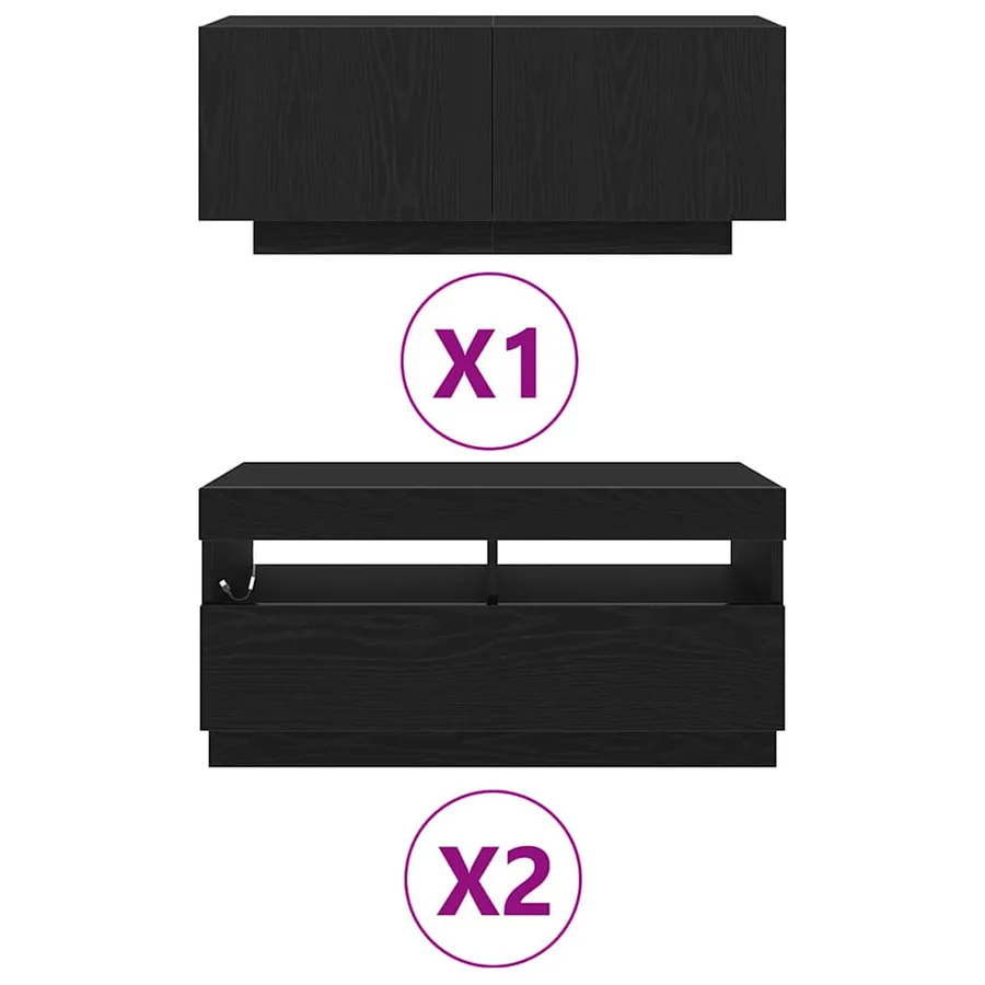 Ensemble meuble TV Montage mural 3 pcs Noir 260 x 35 x 40 cm - 10