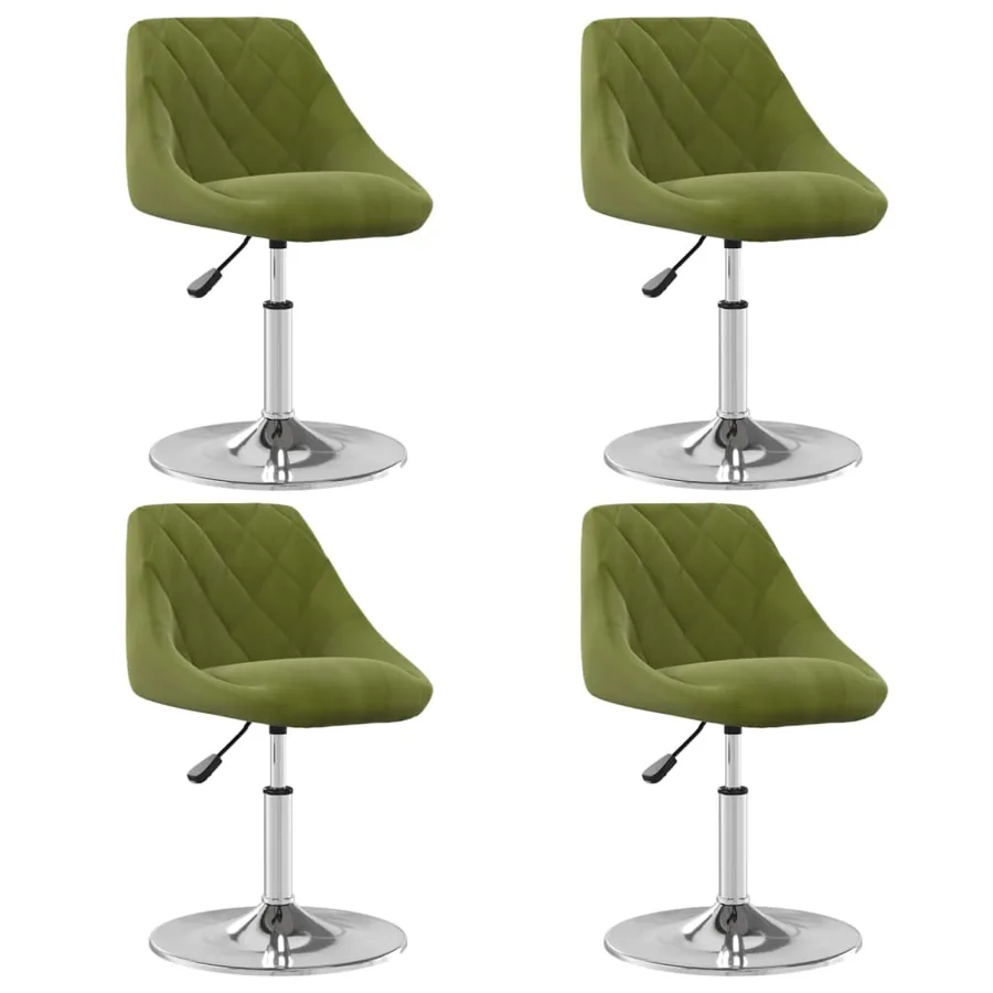 Chaises pivotantes à manger lot de 4 vert clair velours