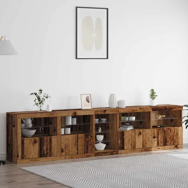 Buffet LED Bois ancien 283 x 37 x 67 cm Bois d'ingénierie