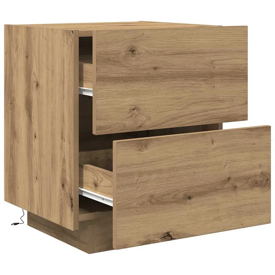 Cabinet de chevet 2 pc Chêne artisanal 45 x 40 x 55 cm - 6
