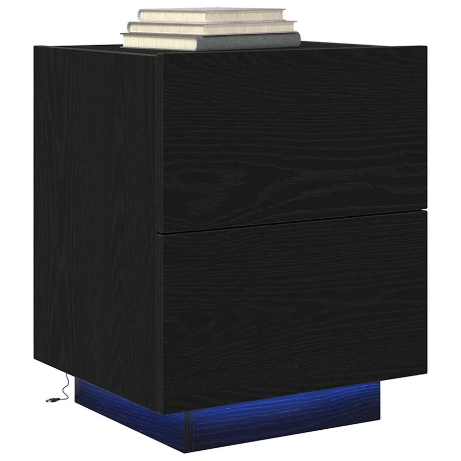 Cabinet de chevet avec tiroir 2 pcs Chêne noir 45 x 40 x 55 cm - 3