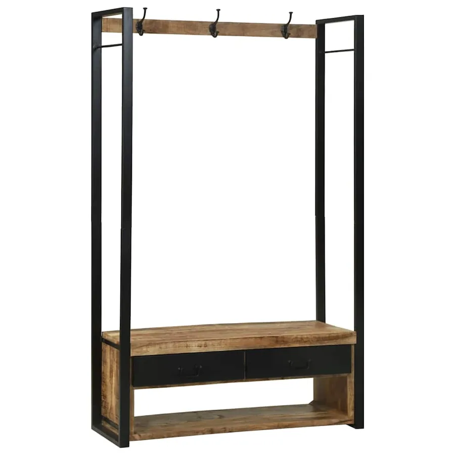 Porte-vêtements avec tiroir Marron Bois de manguier massif