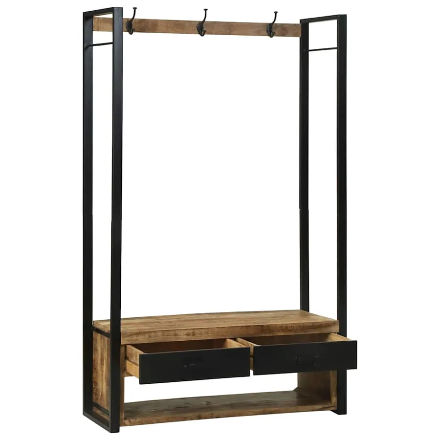 Porte-vêtements avec tiroir Marron Bois de manguier massif - 2