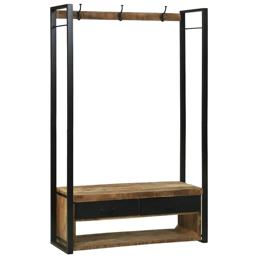 Porte-vêtements avec tiroir Marron Bois de manguier massif - 3