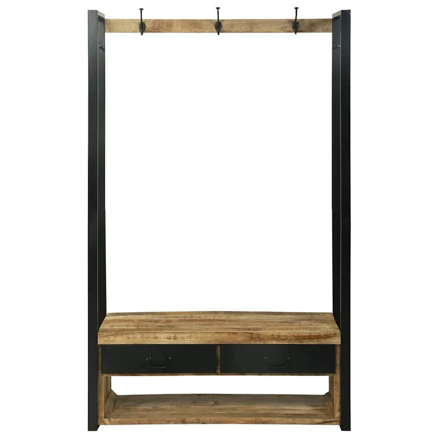 Porte-vêtements avec tiroir Marron Bois de manguier massif - 5