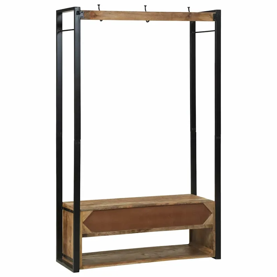 Porte-vêtements avec tiroir Marron Bois de manguier massif - 7