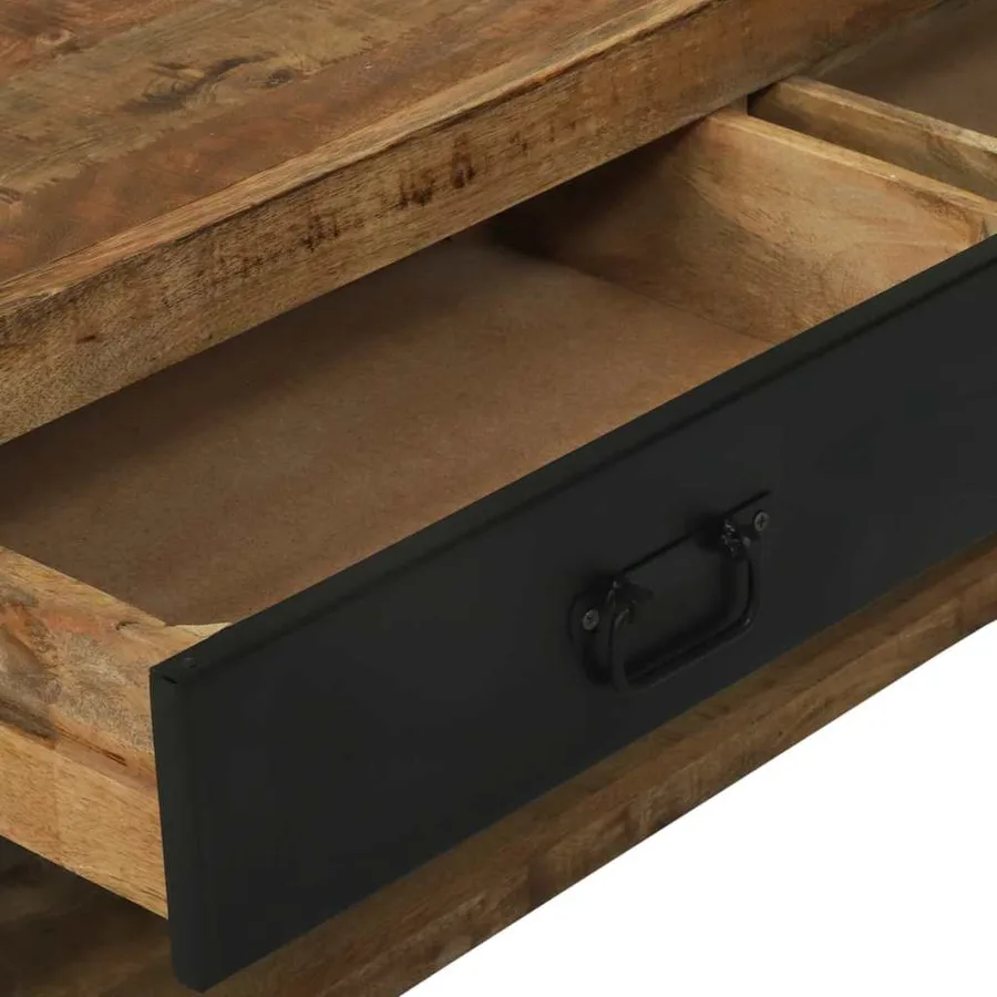 Porte-vêtements avec tiroir Marron Bois de manguier massif - 9