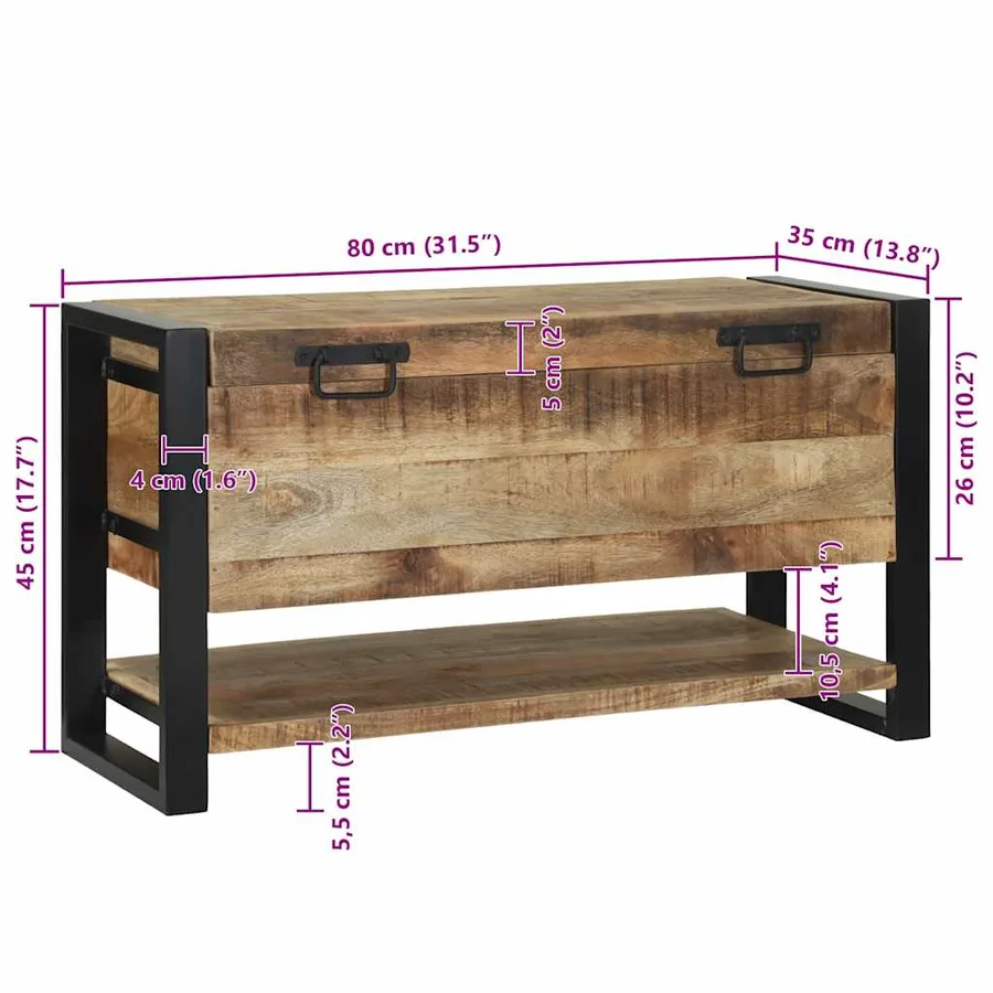 Boîte de rangement avec stockage Marron Bois de manguier massif - 13