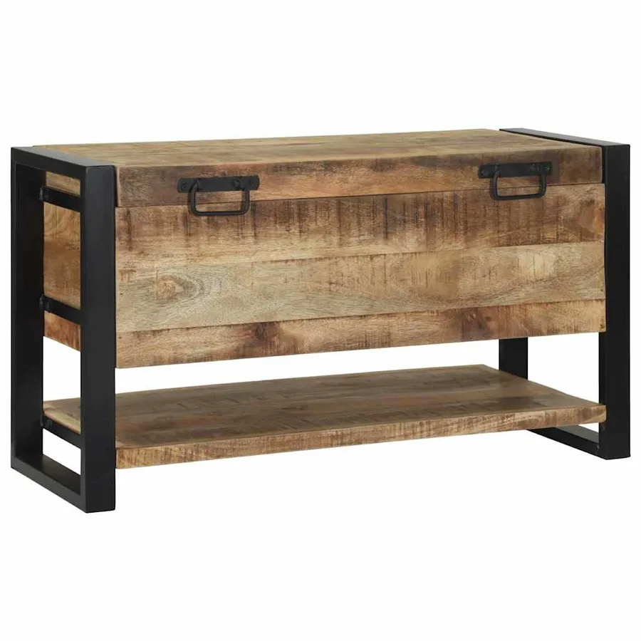 Boîte de rangement avec stockage Marron Bois de manguier massif - 3