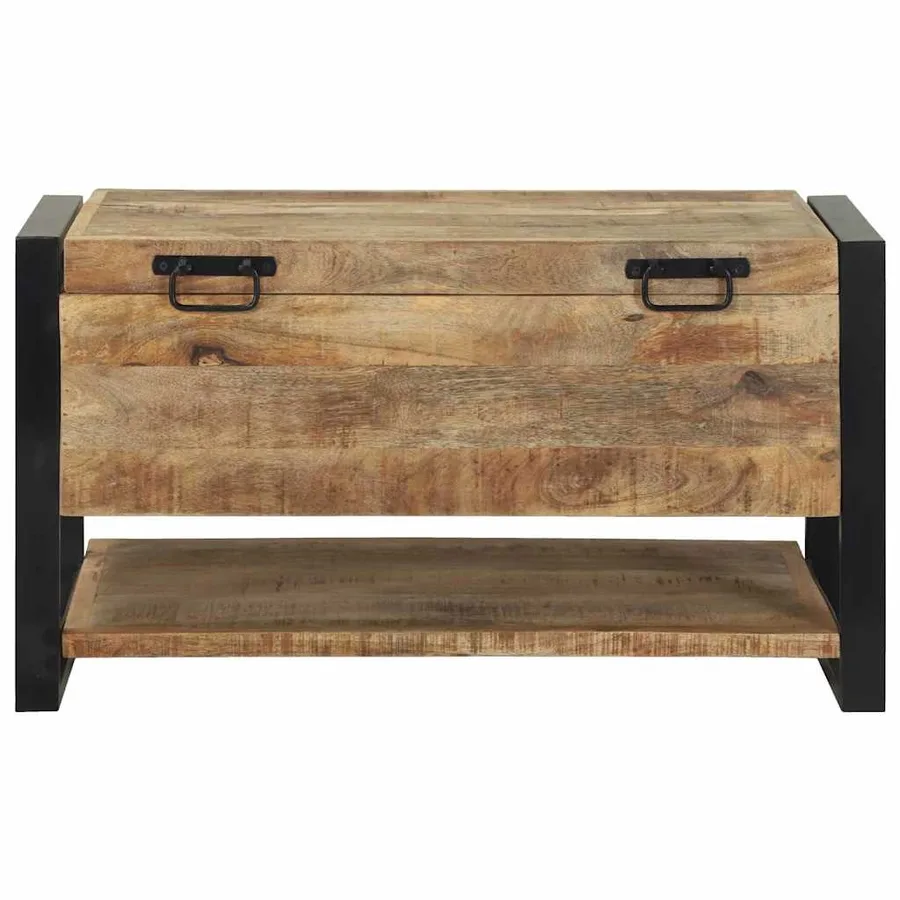 Boîte de rangement avec stockage Marron Bois de manguier massif - 5
