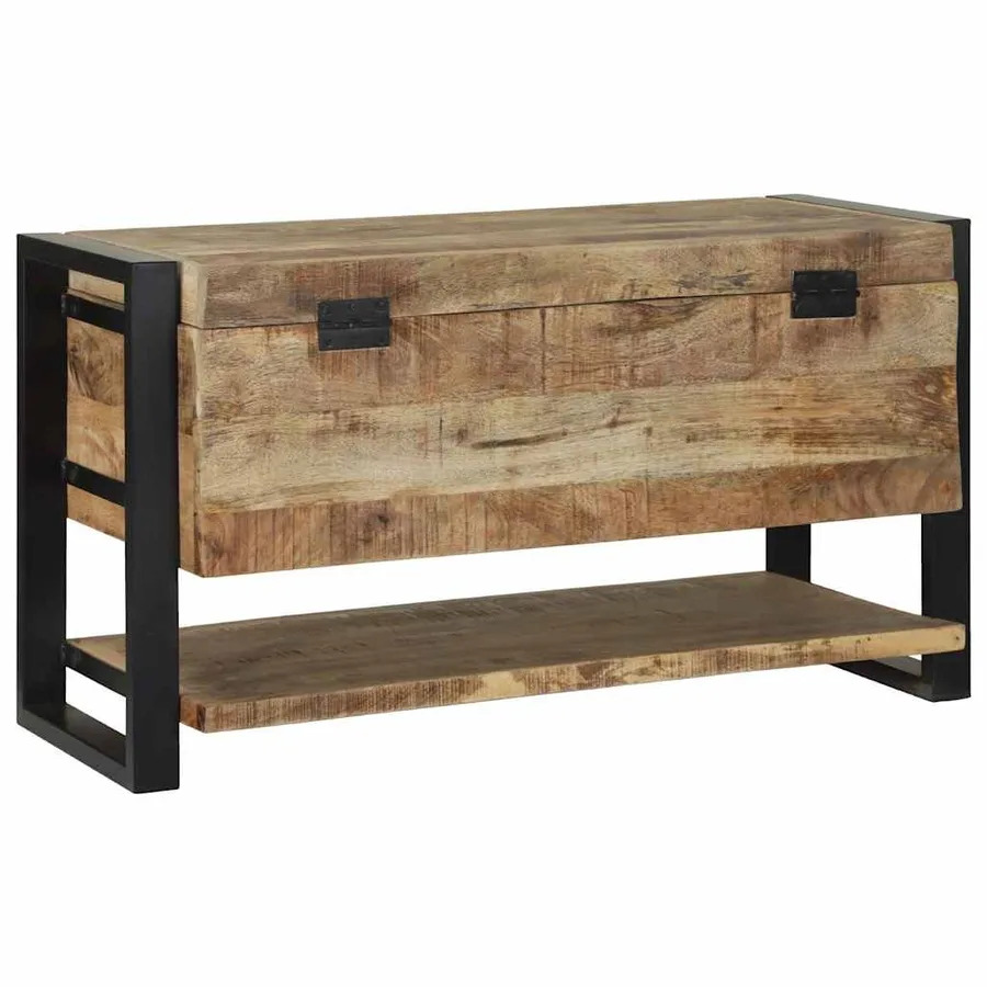 Boîte de rangement avec stockage Marron Bois de manguier massif - 7