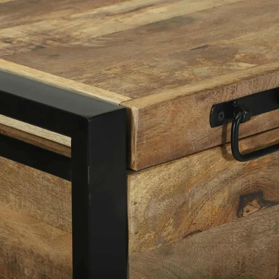 Boîte de rangement avec stockage Marron Bois de manguier massif - 8
