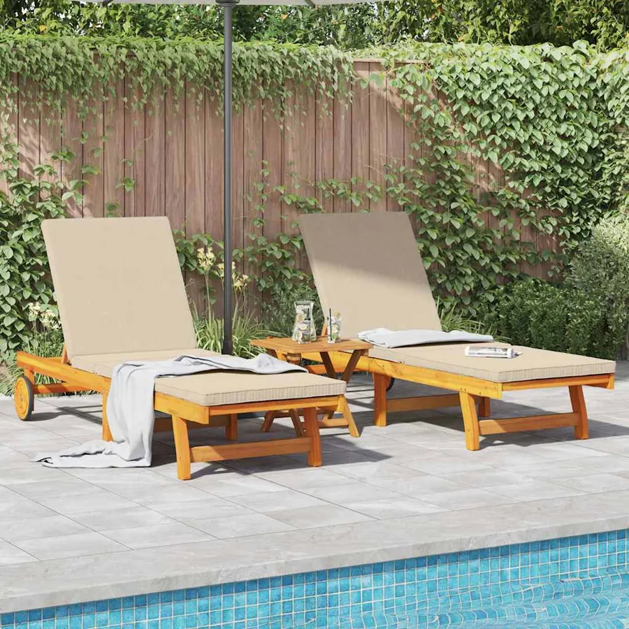 Transat 2-personne 2 pcs Marron Bois d'Acacia Massif