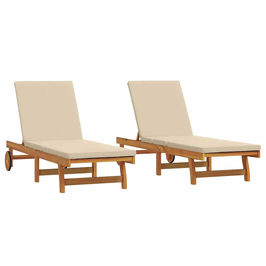 Transat 2-personne 2 pcs Marron Bois d'Acacia Massif - 2