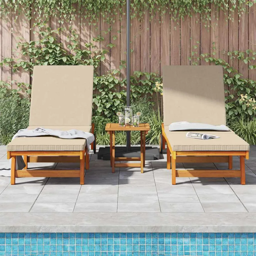 Transat 2-personne 2 pcs Marron Bois d'Acacia Massif - 3