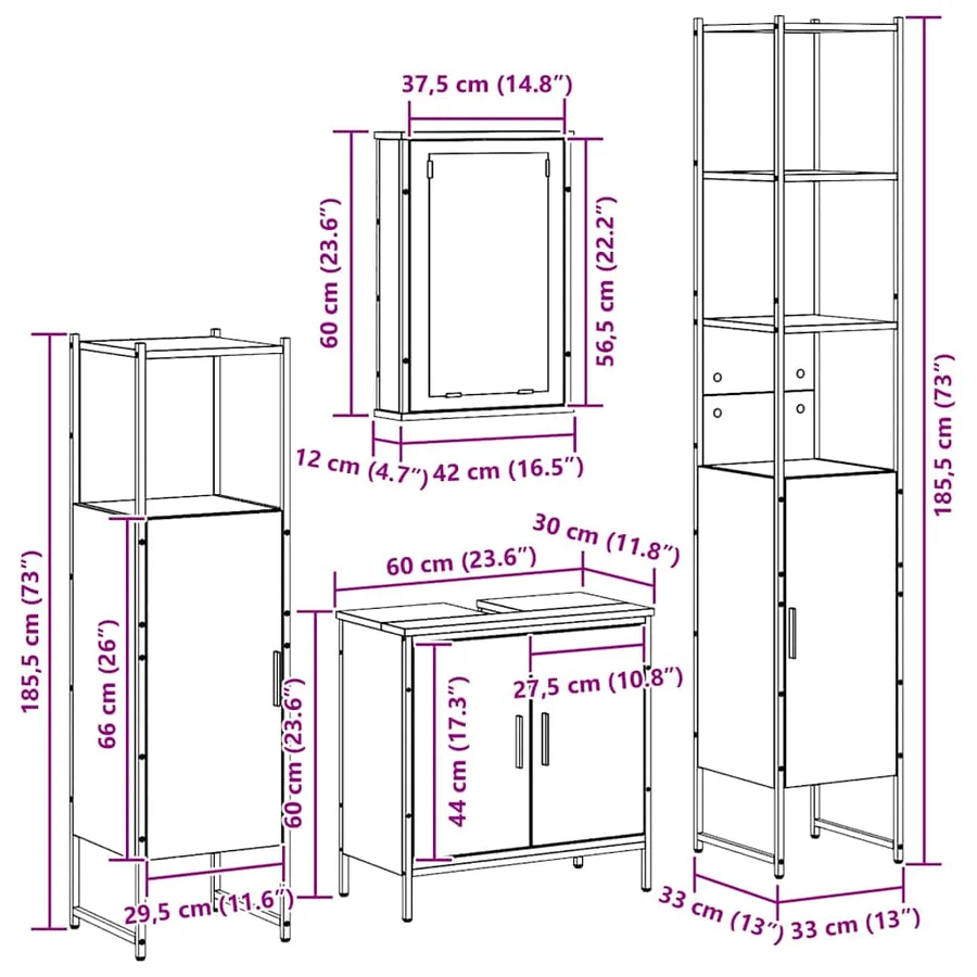 Ensemble de mobilier de salle de bain 4 pc Marron - 16