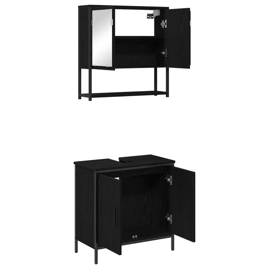 Ensemble de mobilier de salle de bain avec étagère 2 pcs Noir - 5