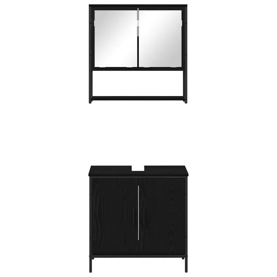 Ensemble de mobilier de salle de bain avec étagère 2 pcs Noir - 6