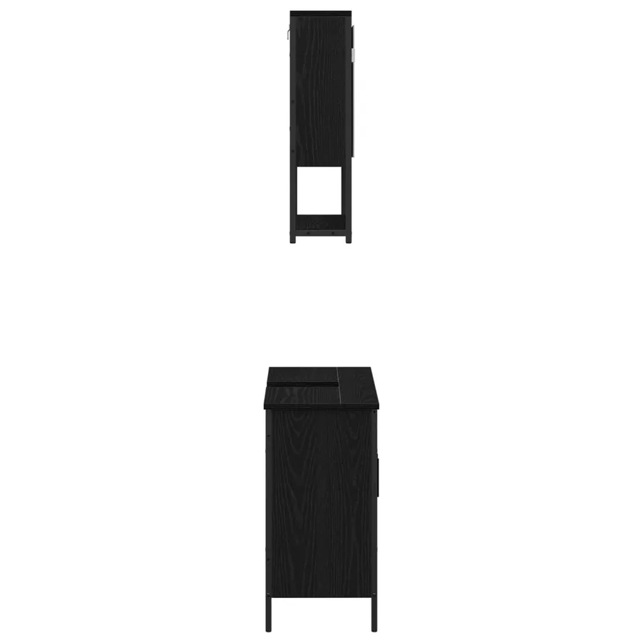 Ensemble de mobilier de salle de bain avec étagère 2 pcs Noir - 7