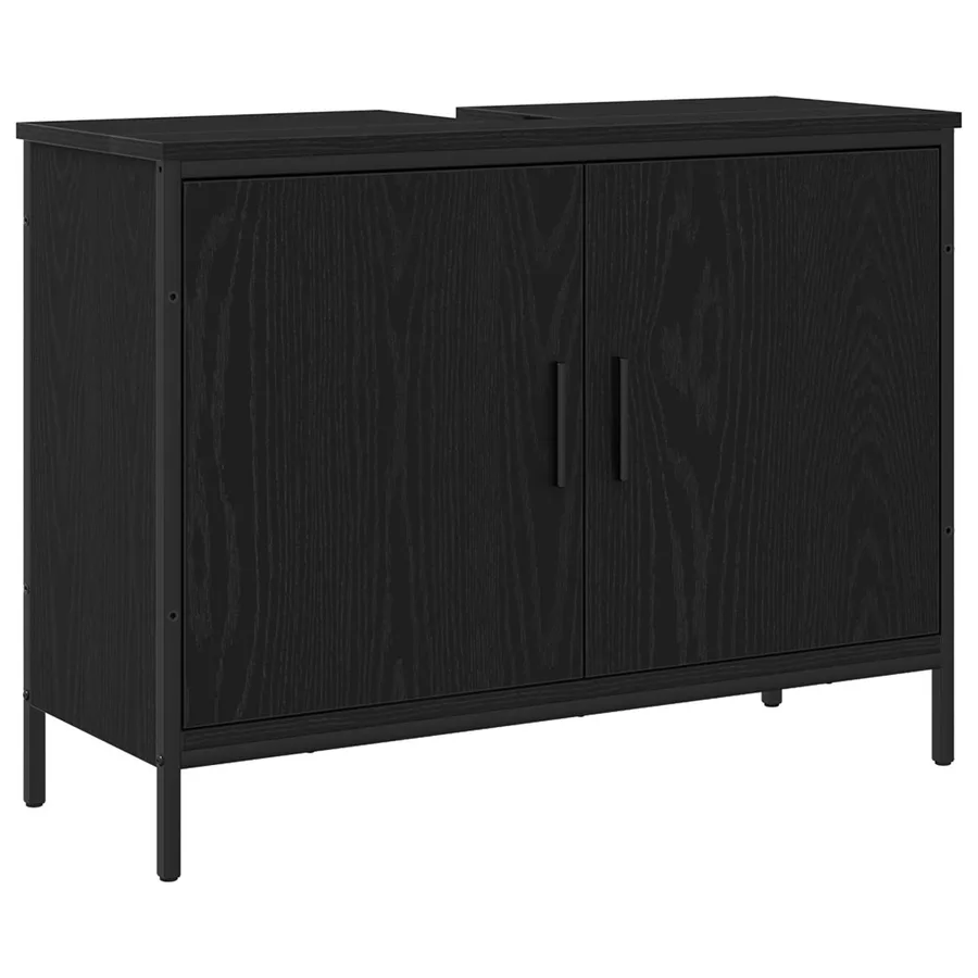 Ensemble de mobilier de salle de bain avec étagère 4 pcs Noir - 5
