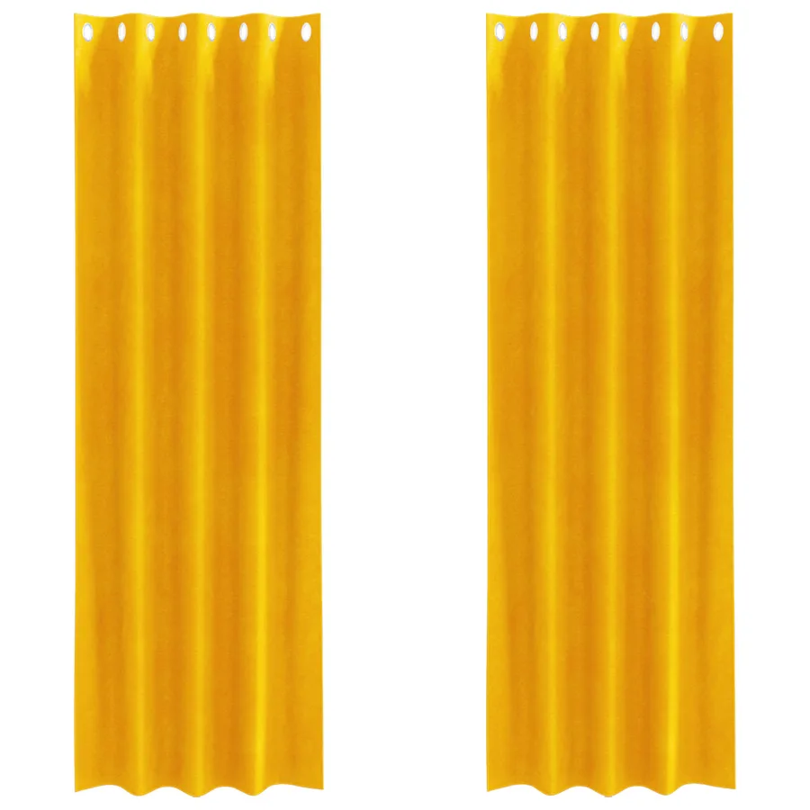 Rideaux occultants 2 pcs Jaune moutarde 140 x 225 cm Velours - 2