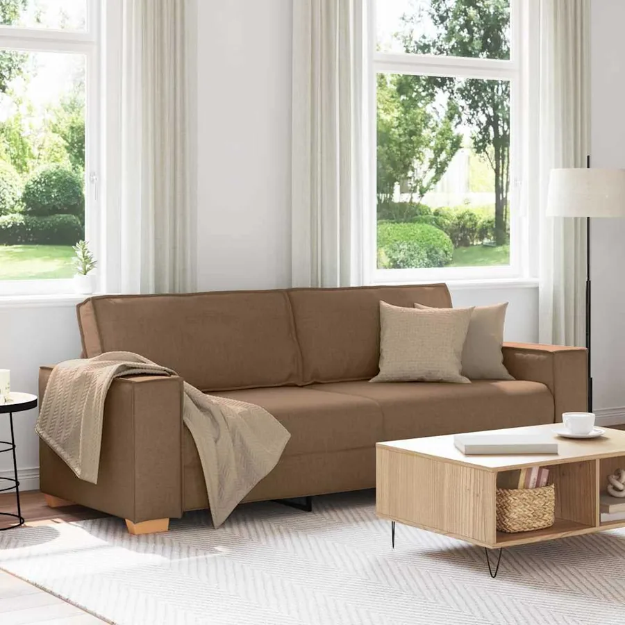 Canapé 3 places Marron 180 cm Tissu