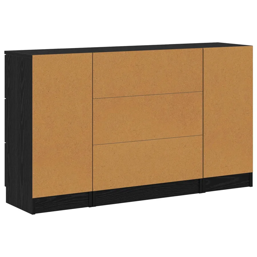 Buffet avec tiroir 3 pcs Chêne noir Bois d'ingénierie - 8