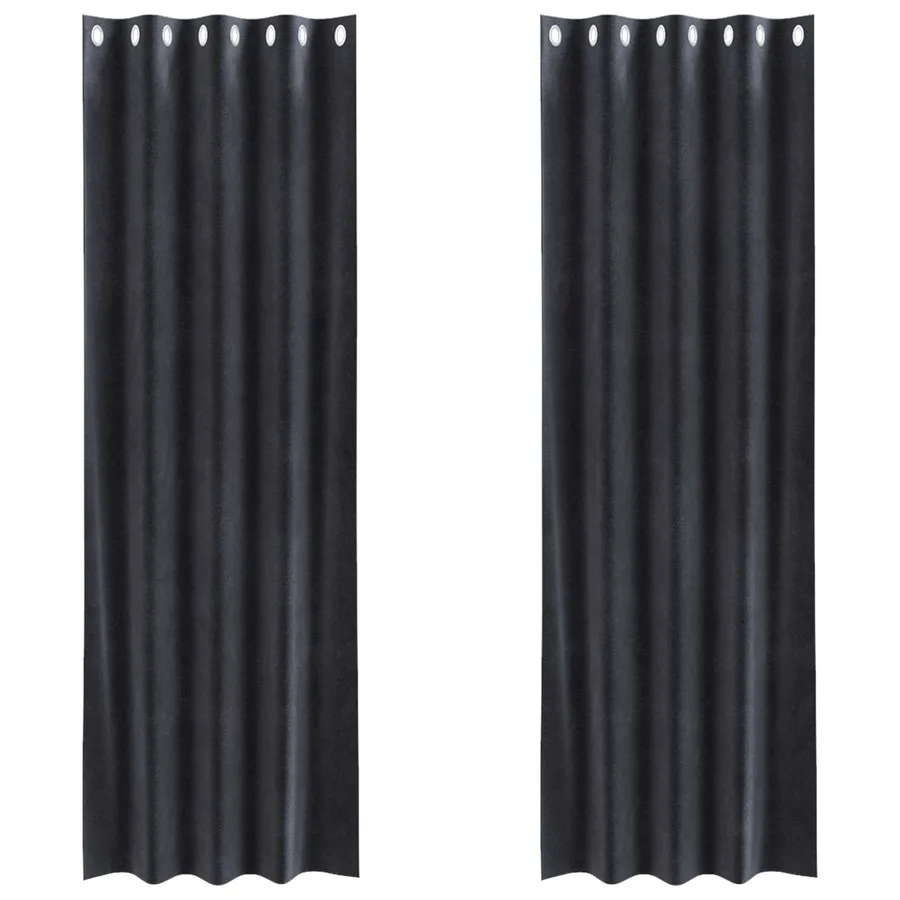 Rideaux occultants 2 pcs Gris foncé 140 x 245 cm Velours - 2