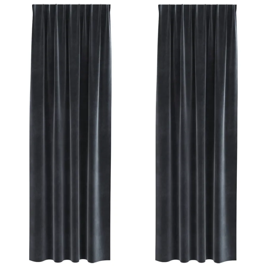 Rideaux occultants 2 pcs Gris foncé 140 x 260 cm Velours - 2