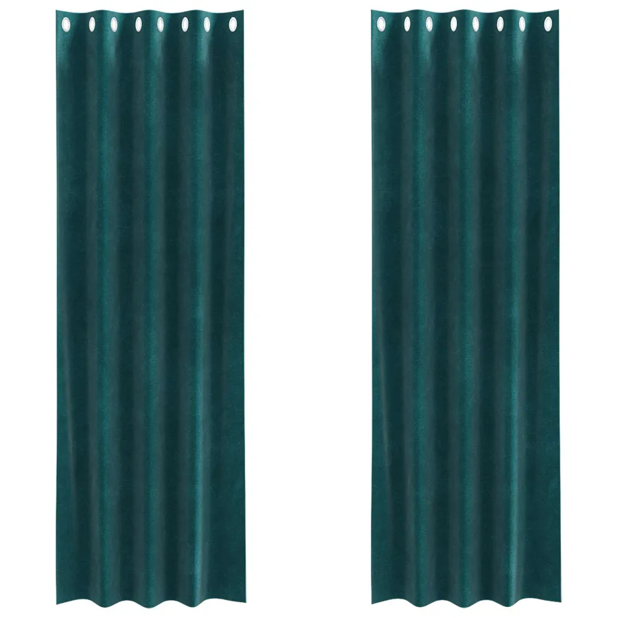 Rideaux occultants 2 pcs Vert foncé 140 x 245 cm Velours - 2