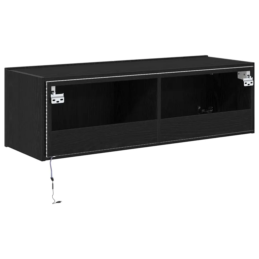 Meuble TV mural avec LED 2 pcs Chêne noir 100 x 35 x 31 cm - 10